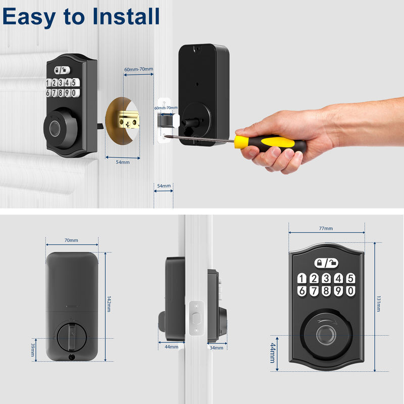 Serratura Smart Door, Serratura di porta senza chiave, Serratura di porta con impronte digitali, Serratura a tastiera a due chiavi, Serrature intelligenti per la porta d'ingresso