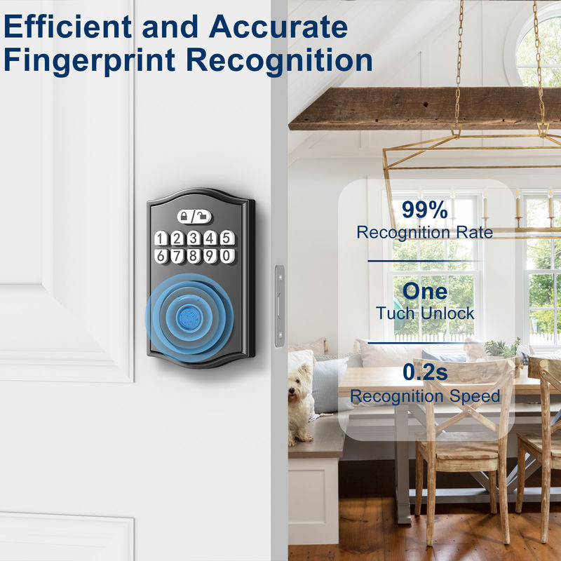 Serratura Smart Door, Serratura di porta senza chiave, Serratura di porta con impronte digitali, Serratura a tastiera a due chiavi, Serrature intelligenti per la porta d'ingresso