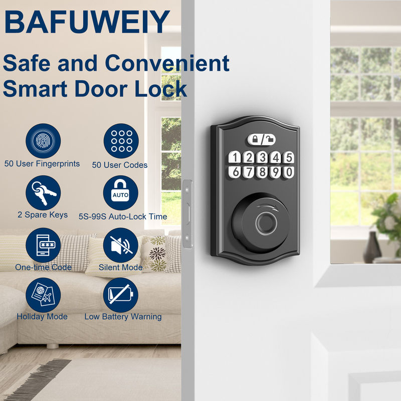 Serratura Smart Door, Serratura di porta senza chiave, Serratura di porta con impronte digitali, Serratura a tastiera a due chiavi, Serrature intelligenti per la porta d'ingresso