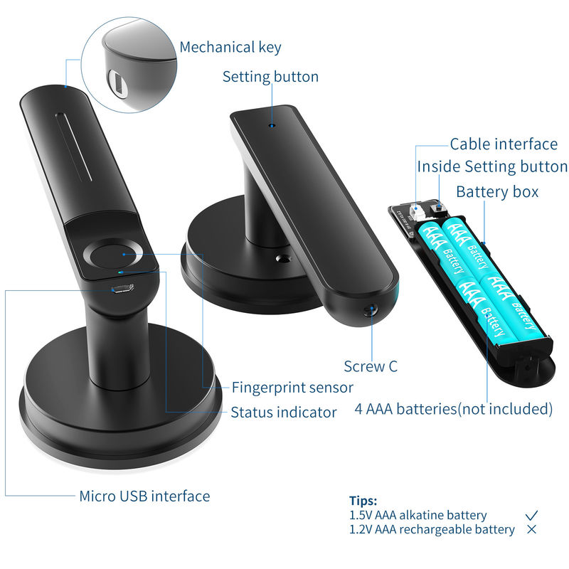 Serratura porta camera senza chiave, funzione Smart App, serratura porta impronte digitali, per camera da letto / ufficio