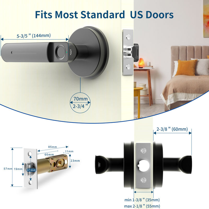 Serratura porta camera senza chiave, funzione Smart App, serratura porta impronte digitali, per camera da letto / ufficio