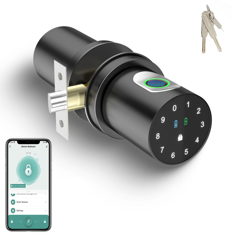 Q1 Chiusura di porta nera per impronte digitali Manopola per camera da letto