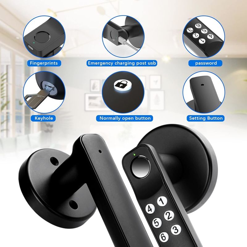 Foxgard T01 Smart Door Lock ️ Entry senza chiave, lega di zinco, impronte digitali e controllo app, per la sicurezza domestica e dell'ufficio