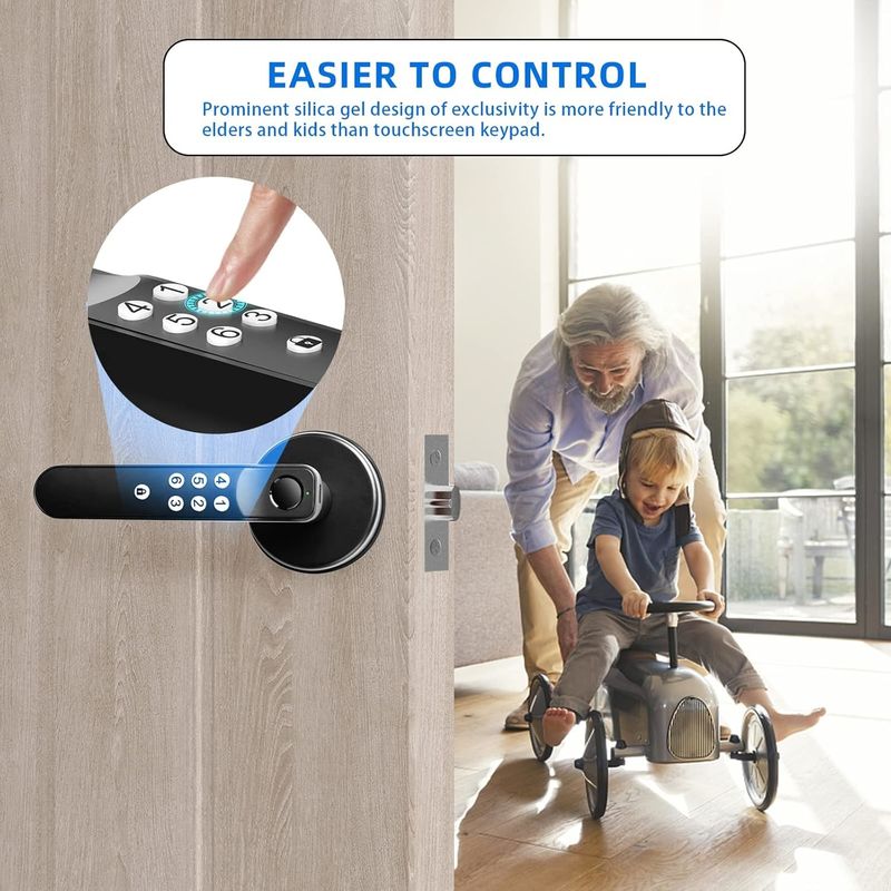 Foxgard T01 Smart Door Lock ️ Entry senza chiave, lega di zinco, impronte digitali e controllo app, per la sicurezza domestica e dell'ufficio
