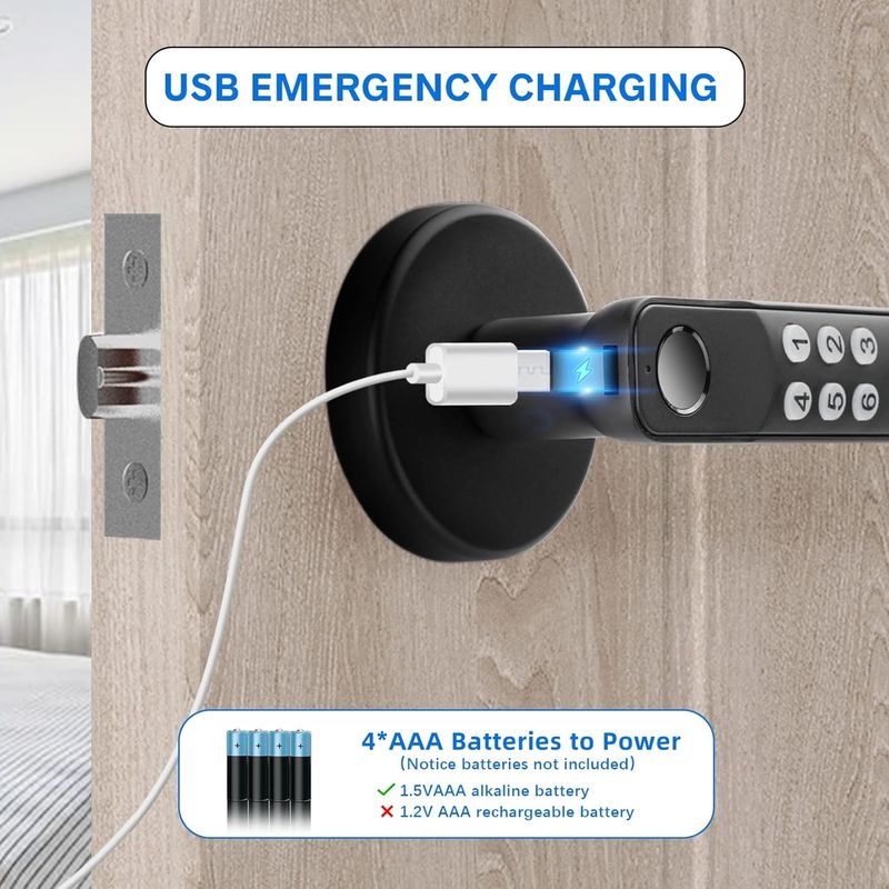 Foxgard T01 Smart Door Lock ️ Entry senza chiave, lega di zinco, impronte digitali e controllo app, per la sicurezza domestica e dell'ufficio